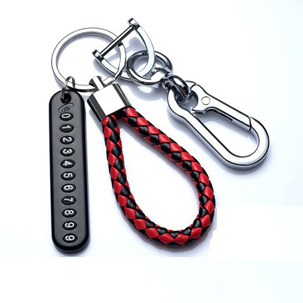 Trendy DIY Mobile Phone Number Plate Pendant Keychain for Men Punk Simple Woven Leather Rope Anti-lost Car Key Chain Accessories Econic Blanks