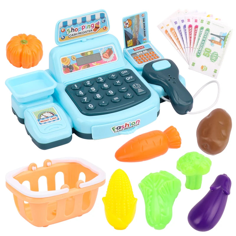 Simulation Shopping Cash House Toys Electronic Game Lighting And Sound Effects Supermarket Cashier Toys Econic Blanks