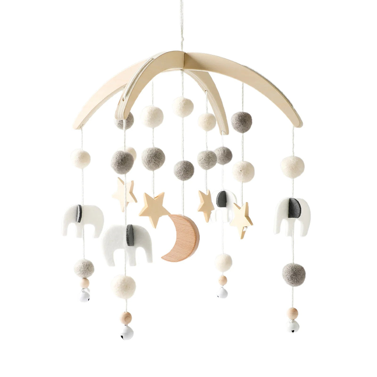 Baby Rattle Toy Bed Bell Bracket Wooden Mobile 0-12 Months Newborn Crochet Bed Bell Hanging Toys Holder Bracket Infant Crib Gift Purest Peak