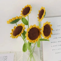 3Pcs Sunflower Hand Woven Bouquet Creative Wool Knitting Flower Sunflower Decorations Teachers Day Mother S Day Birthday Gift Quick Pick Grocers
