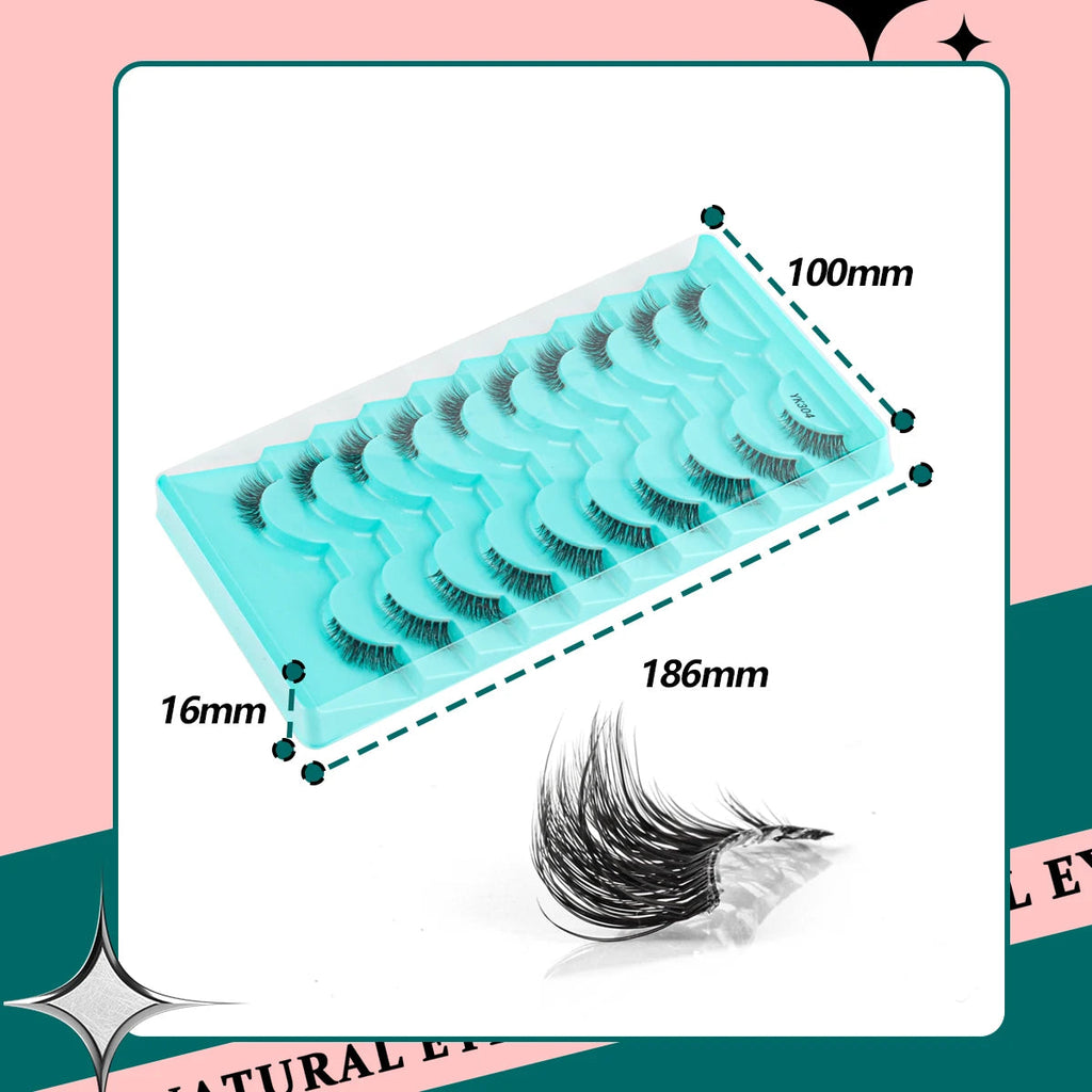 New Half Eyelashes 3/10Pairs Half Lashes Natural 3D Cat Eye Lashes Clear Stem False Eyelash Extension Makeup Faux Cils maquiagem Purest Peak