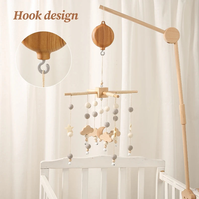 Revolving Music Box For Newborns Baby Crib Imitation Wood Color Hanging Rattle Baby Soothing Musical Toys 0-12 Months Baby Gift Purest Peak