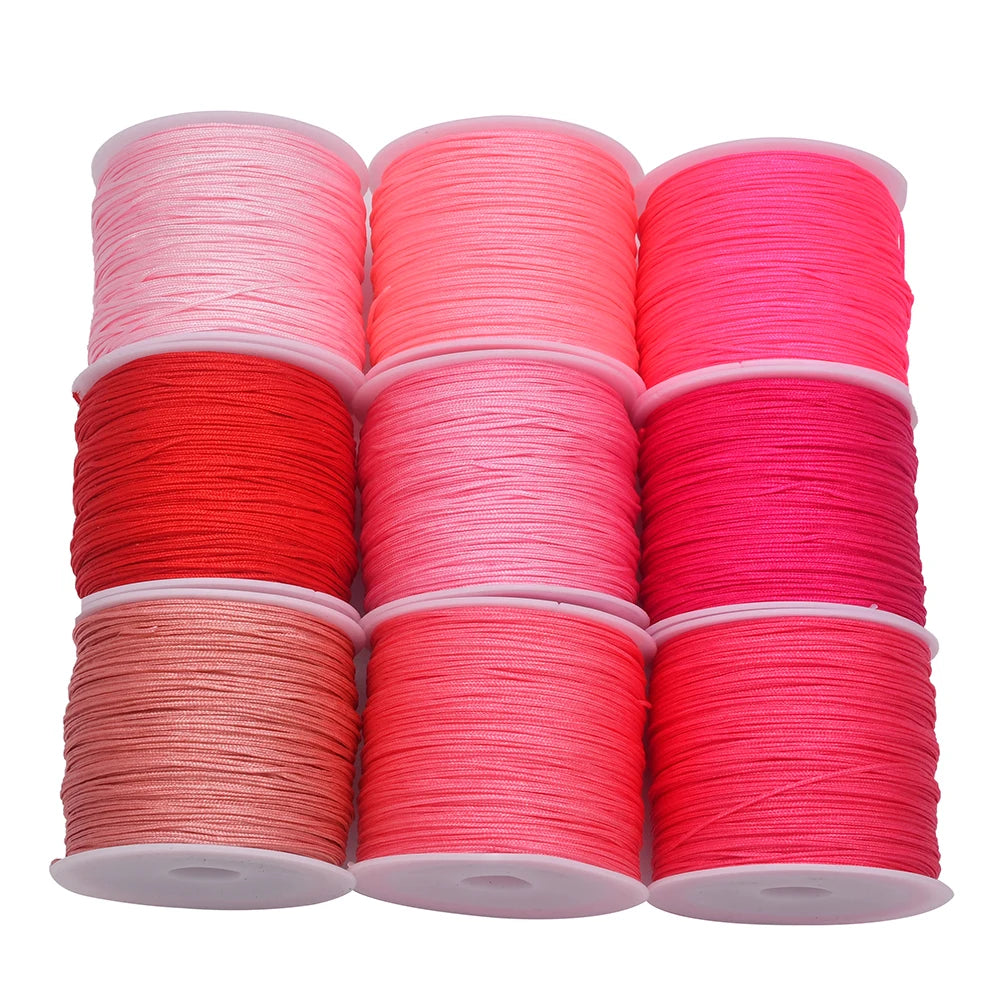 50Yds 0.8mm Crafts Nylon Cord For Jewelry Making Beading Braided Nylon Satin String for Bracelets Rattail Trim Chinese Knot Econic Blanks