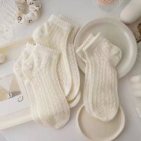 Fashionable Summer Soft Short Socks for Women Thin Mesh Sock Breathable Feature Sweet Hollow Out Design White Lace Ankle Socks Quick Pick Grocers