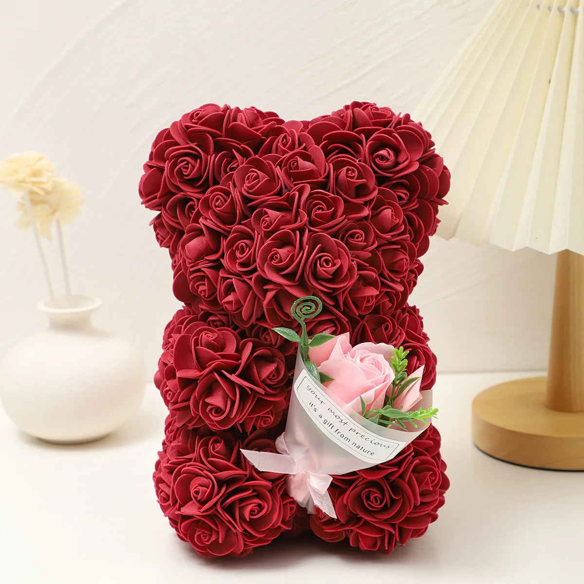 Foam rose teddy bear carry bouquet. Ideal for weddings, Mother's Day, thank you to nurses/teachers or other celebrations! Quick Pick Grocers
