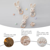 Baby Crochet Rattle Wooden Teether Toy BPA Free Wood Rodent Rabbit Rattle Baby Mobile Play Gym Newborn Educational Music Toys Purest Peak