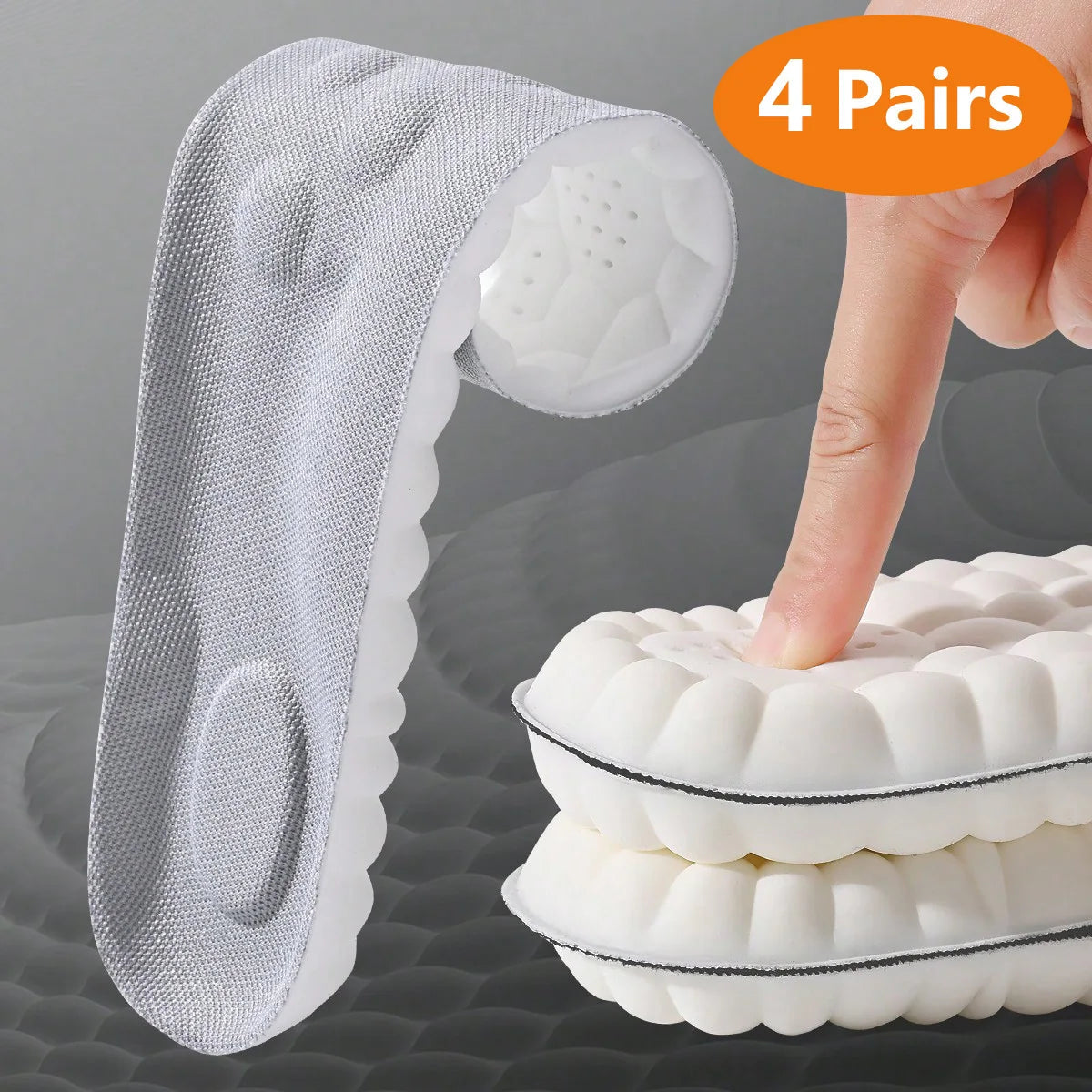 1/2/4pairs Latex Sport Insoles Soft High Elasticity Shoe Pads Orthotic Breathable Shock Absorption Cushion Arch Support Insole Quick Pick Grocers