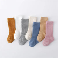 Lawadka 0-5Years Kids Boys Girls Socks Cotton Solid Striped Soft Baby Knee Long Children's Socks School Sport Baby Sock 12 Color Quick Pick Grocers
