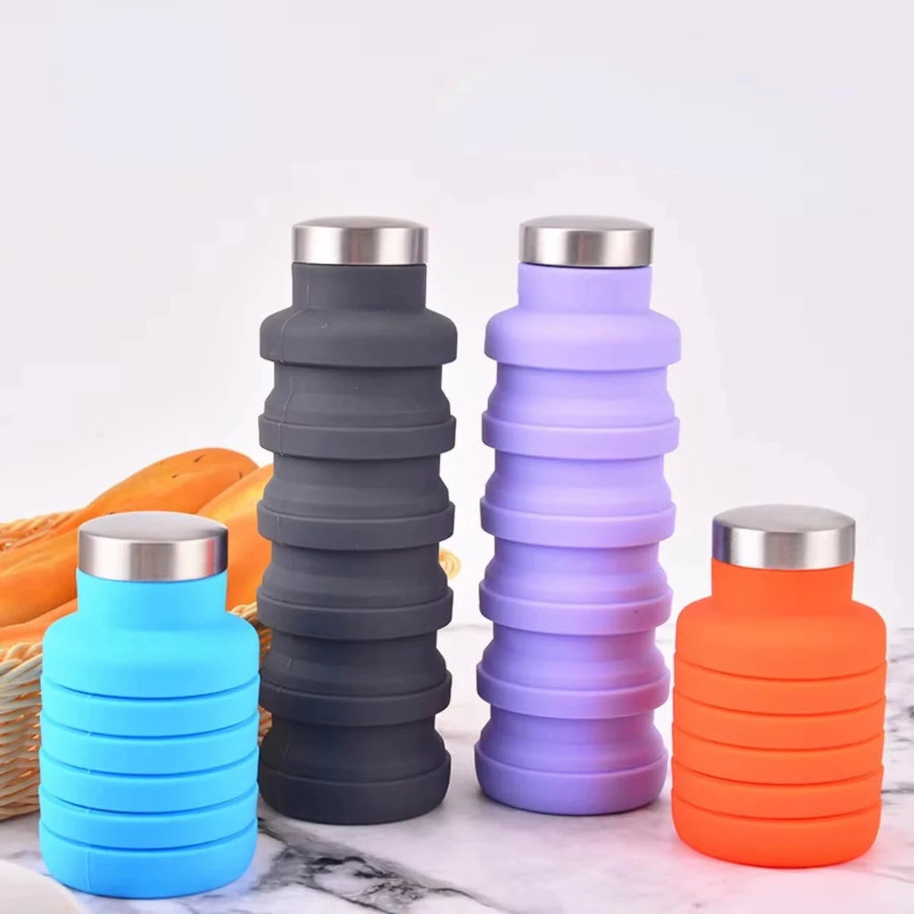 1pc Collapsible Water Bottle, Reuseable BPA Free Silicone Foldable Bottles Portable Hiking Cup For Outdoor Mountaineering Tours Econic Blanks