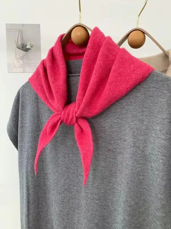 New Women Wool Scarf Shawl Winter Warm Soft Knitted Striped Triangle Fashion Brand Bandana Lady Wool Scarves Quick Pick Grocers