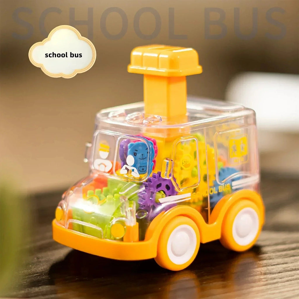 Baby Toy Cartoon Press Gear Car Toy Lnertia Pull-back Transparent Car Inertia Rebound Car Birthday Gifts for Kids Boys and Girls Quick Pick Grocers