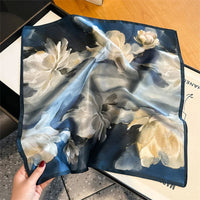 2025 Fashion 100% Real Silk Scarf 53cm Square Bandelet Women's Silk Temperament Small Scarf Neck Decorative Wrap Printed Scarves Quick Pick Grocers