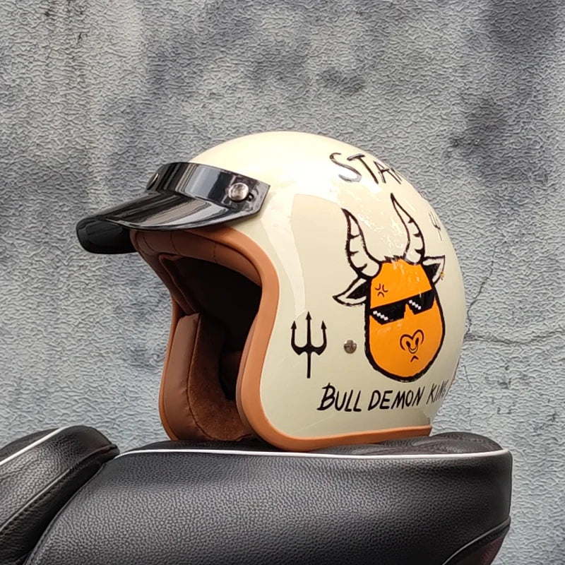 Retro semi-open motorcycle helmet cross-country motorcycle accessories motorcycle helmet 3/4 retro helmet in winter Quick Pick Grocers