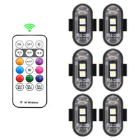 1-6PCS Wireless LED Drone Strobe Light for Motorcycle Car Bike Remote Control Warning Light Indicator Light USB Charging 8Colors