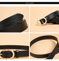 BEAUTODAY Belt Women Genuine Cow Leather Metal Oval Buckle Retro Simple Solid Ladies Jeans Dress Waistband Handmade 91012 Quick Pick Grocers