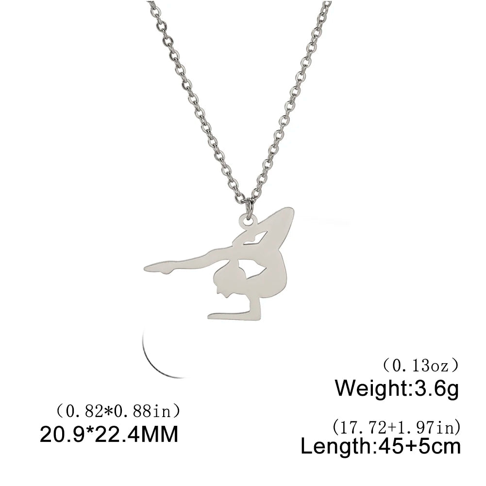 Rhythmic Gymnastics Necklace Women Trend 2025 Gymnast Stainless Steel Jewelry BFF Dancer Girl Sport Accessories Mother Day Gift Quick Pick Grocers