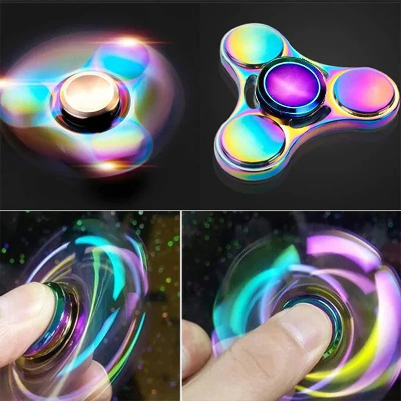 Metal Rainbow Fidget Spinner Colorful EDC Hand Spinner Anti-Anxiety Toy for Children Adult Relieves Stress Finger Spinner Gifts Econic Blanks