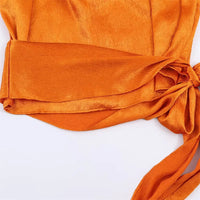 Women's Top 2026 Spring New Style Orange Sleeveless Satin Texture Long Ribbon Top Elegant and Stylish Unique Fashion Focus Quick Pick Grocers