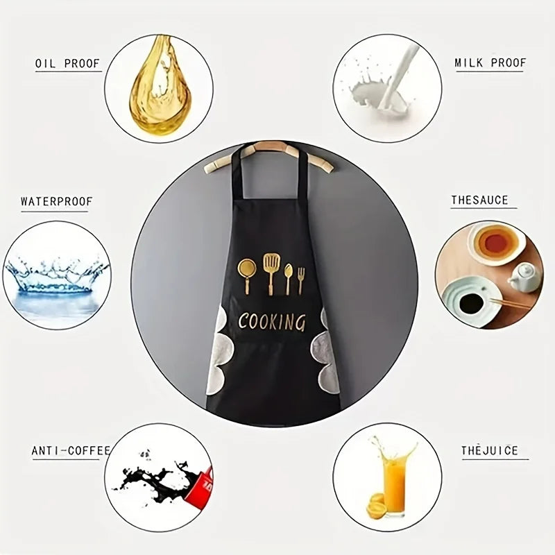 Stylish 1pc Kitchen Apron Unisex Adjustable Cooking Apron Solid Color Household Apron with Pocket for Adults Kitchen Supplies Econic Blanks