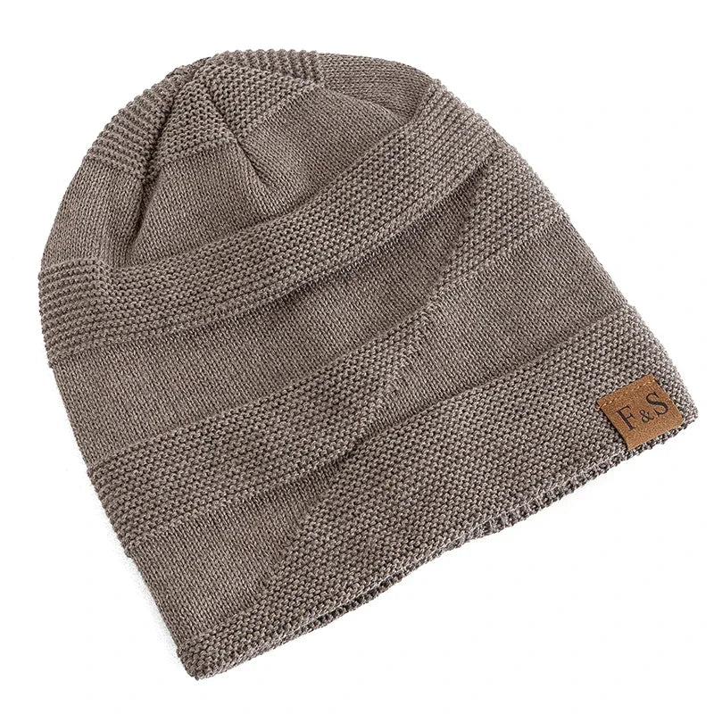 New Unisex Slouchy Winter Hats Add Fur Lined Men And Women Warm Beanie Cap Casual Label Decor Winter Knitted Hats Purest Peak