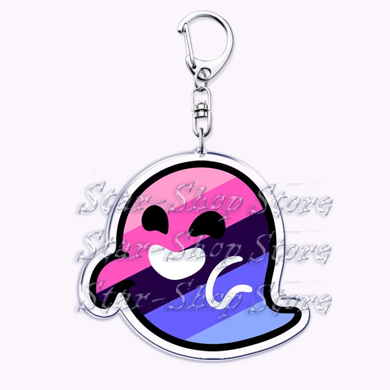 Cute Lgbt Halloween Keychain for Accessories Bag Gay Pride Lgbtq Spooky Ghost Lesbian Keyring Jewelry Rainbow Fans Friends Gifts Quick Pick Grocers