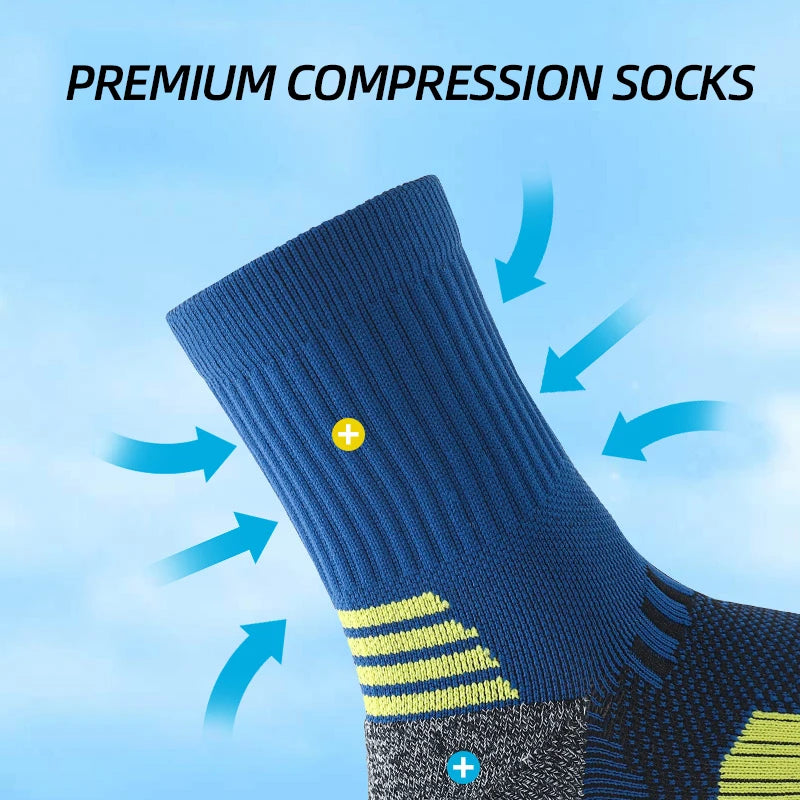 6/5/3 Pairs Men's Athletic Socks Sports Breathable Outdoor Running Compression Socks Cotton Training Long Black Stretch Socks Quick Pick Grocers