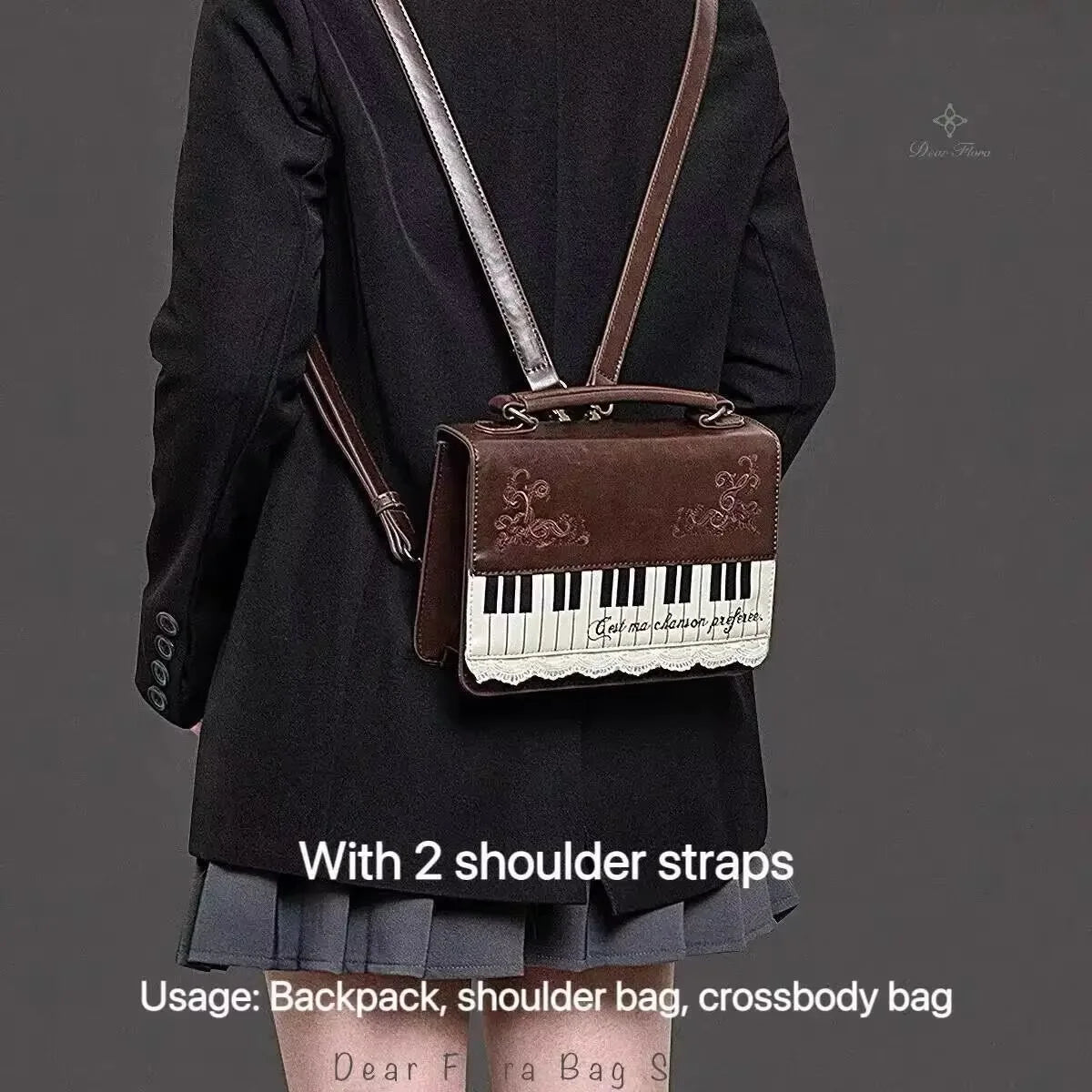 New Vintage Piano Shoulder Bag Womens Brown Crossbody Bag Y2k Girls Transparent Ita Bag Personalized Backpack Aesthetic Handbags Quick Pick Grocers