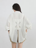 CHIC VEN Women Long Sleeve Shirts Solid Loose Casual New Style Design Back Hollow Out Shirt Female Blouse Spring Summer 2026 Quick Pick Grocers