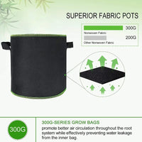 Vegetable/Flower/Plant Grow Bags 2/3/5/7/10 Gallon Thickened Non-Woven Grow Bags Aeration Fabric Pots with Handles Flower Pot Quick Pick Grocers