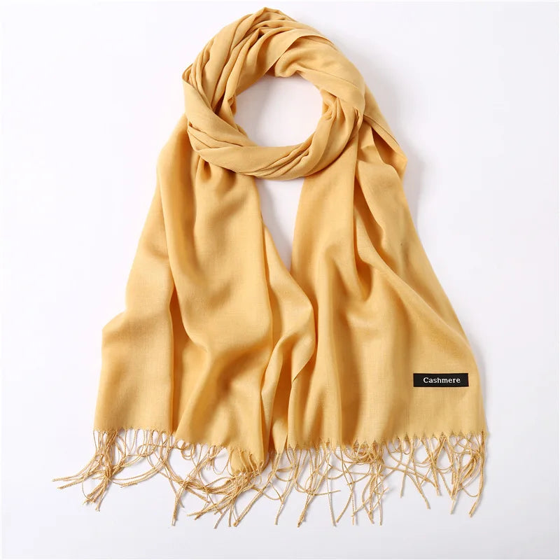 Fashion Solid Scarf Women Cashmere Soft Winter Warm Scarves Hijab Female Long Headband Shawl Wraps Bandana Foulard 2022 Echarpe Quick Pick Grocers
