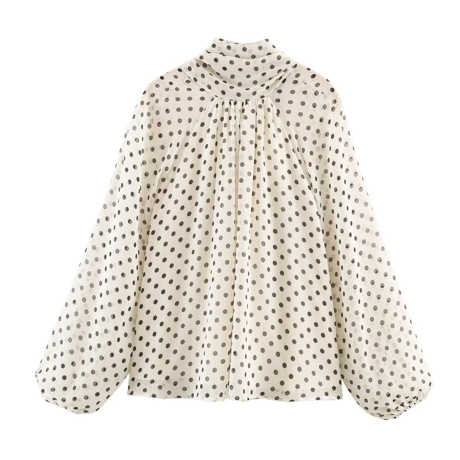 Women Polka Dot Print Blouse Casual High Collar Long Sleeve Lady Top Simple Women's Blouse Female Shirts & Blouses Quick Pick Grocers