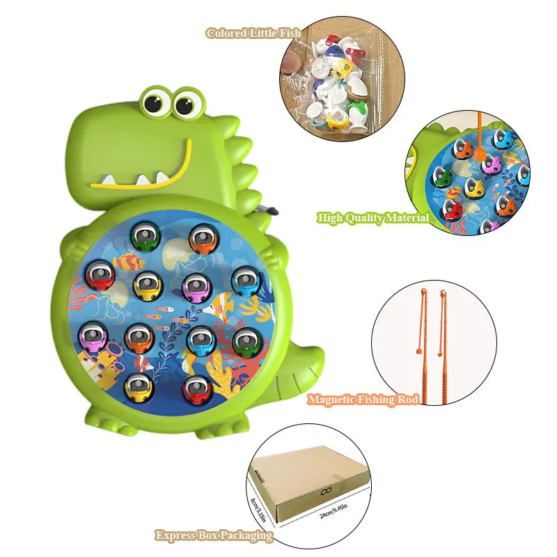 Dinosaur Simple Magnetic Fishing Toys Play Rod Game Toys for Children Baby Montessori with Rod Kids Educational No Rotating Gift Econic Blanks