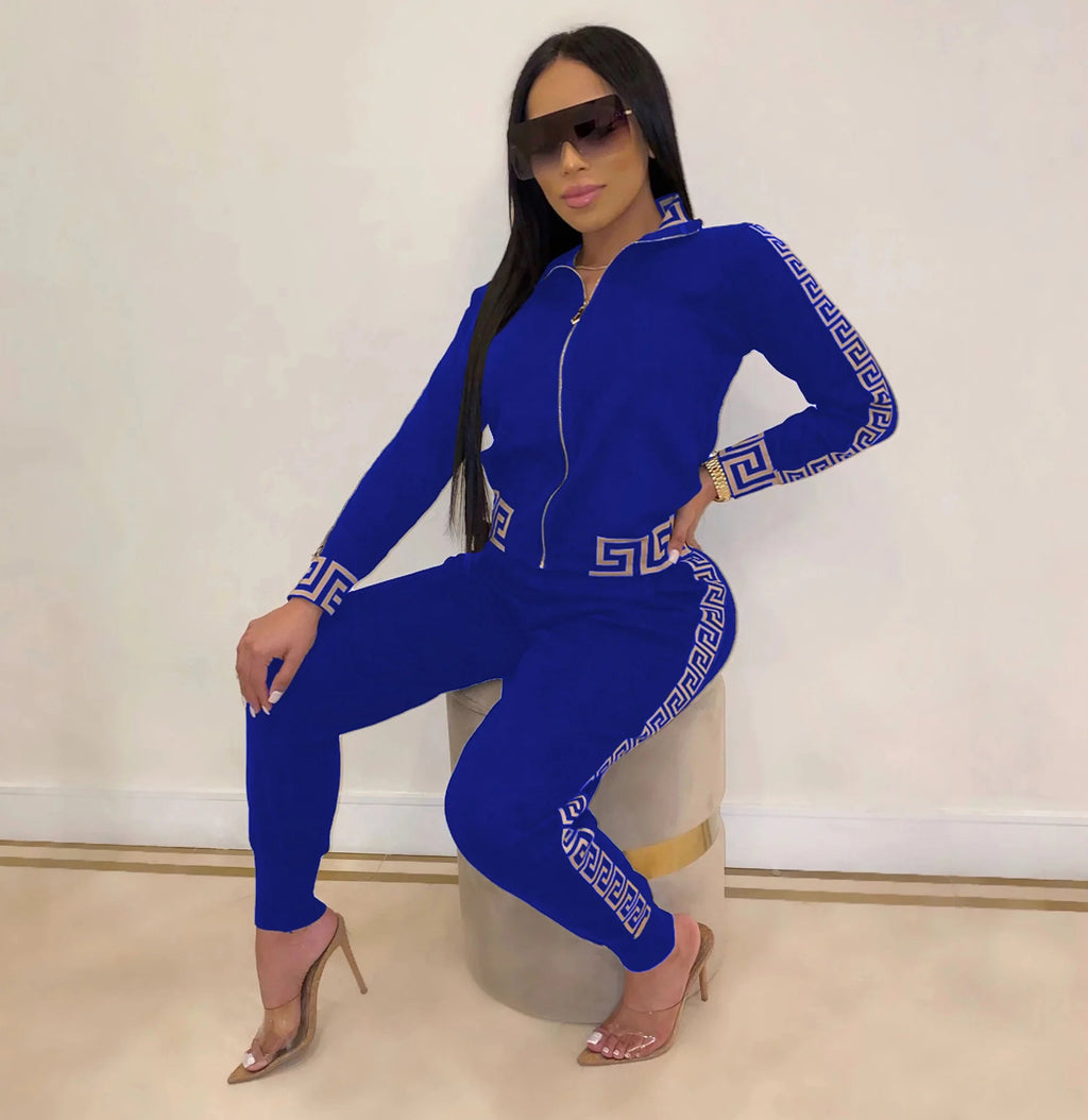 2024 Europe And The United States New Style Leisure Printing Stitching Two-piece Suit Quick Pick Grocers