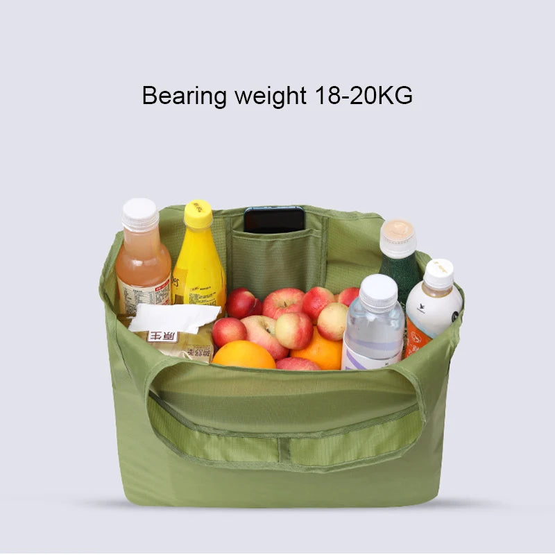 BIG Eco-Friendly Folding Shopping Bag Reusable Portable Shoulder Handbag for Travel Grocery simple solid color grocery bag Quick Pick Grocers