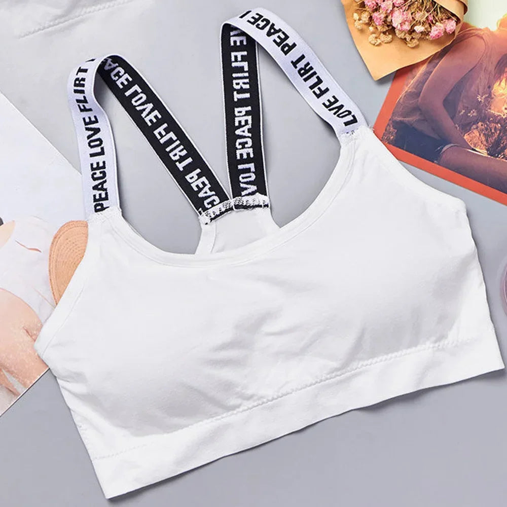 Fashion Tank Tops Sports Underwear Women Yoga Fitness Seamless Crop Top Wide Letter Straps Comfortable Workout Activewear Quick Pick Grocers