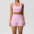 2PCS Sportswear With Pocketed Yoga Set Gym Clothes Yoga Suits For Women Tracksuits Sports Shorts Crossover Bra Gym Leggings Quick Pick Grocers