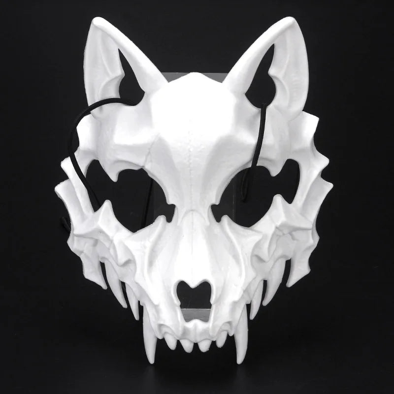 Halloween Mask Half-face Mask Cos Dragon God Fierce Tiger Night Fork Tengu Man Wolf Mask Performance Skull Masks Econic Blanks
