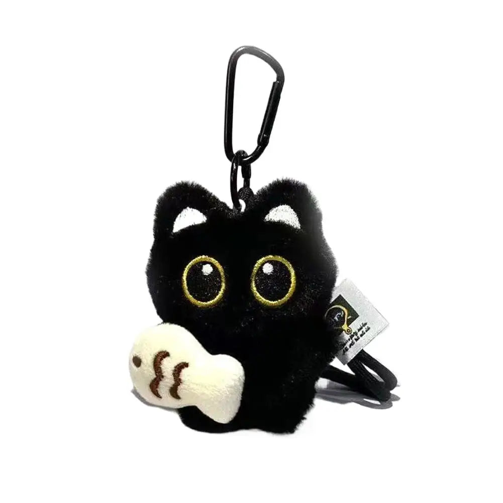 Cute Cartoon Plush Black Cat Keychain Bag Pendant Decoration Kawaii Stuffed Doll Toy Car Keyring Accessories Couples Gift Quick Pick Grocers