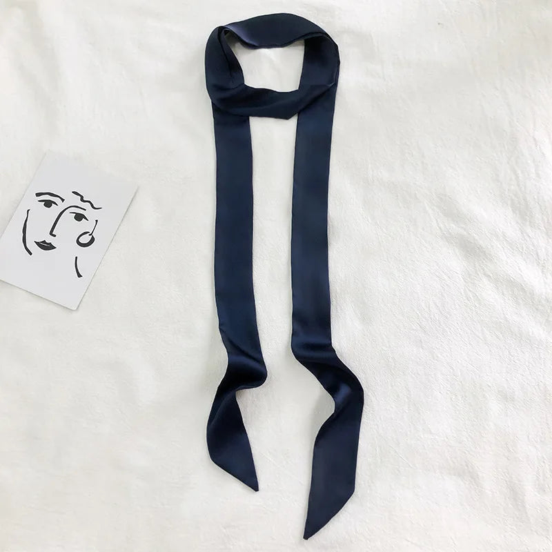 5x200cm Satin Silk Narrow Scarf Neckerchief Solid Neck Scarves Long Silk Thin Scarf Head Neck Hair Band Bag Ribbon Headbands DIY Quick Pick Grocers