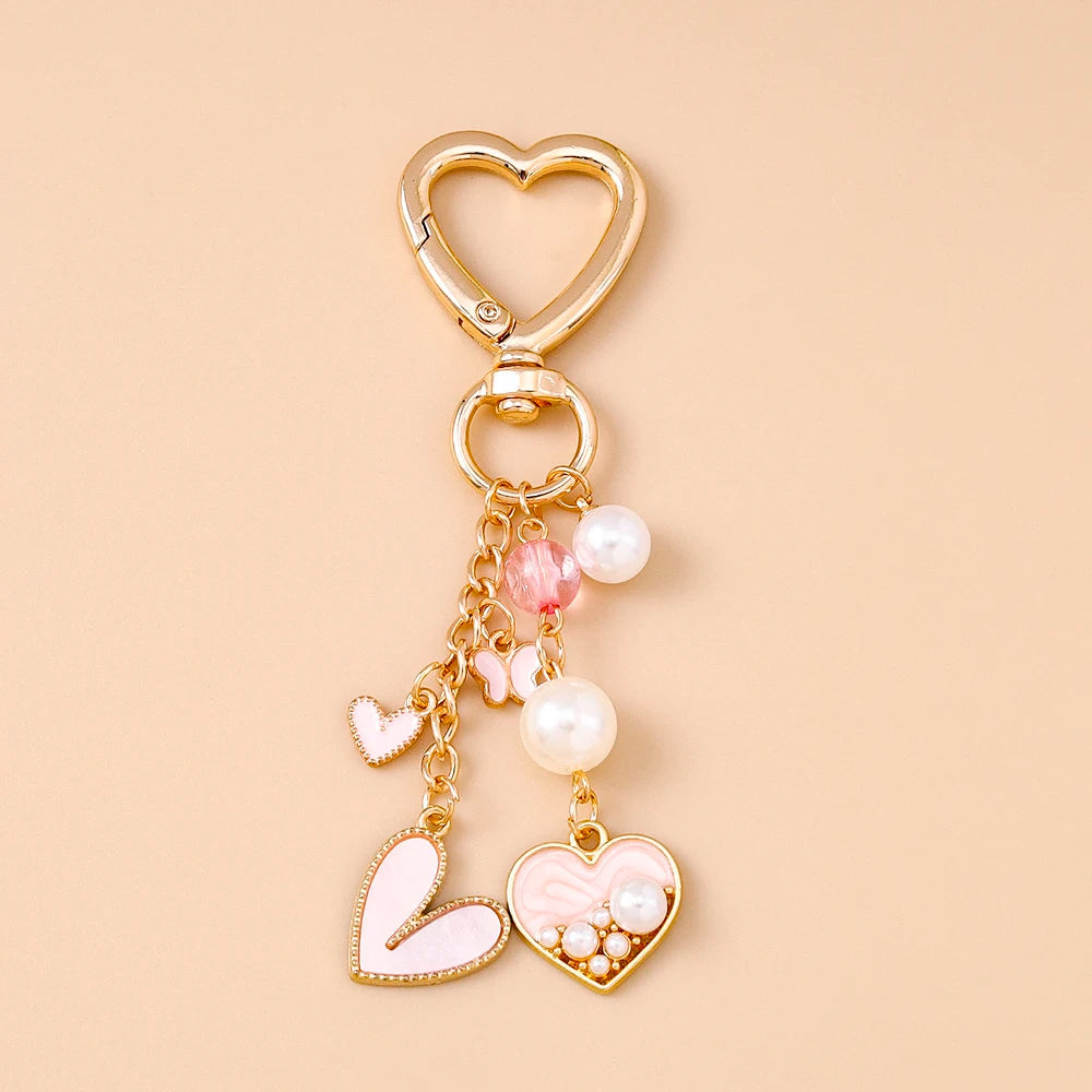 Cute Enamel Flower Butterfly Keychain Women Girls Love Heart Key Ring Pendants Handbag Decor DIY Handmade Jewelry Gifts Quick Pick Grocers