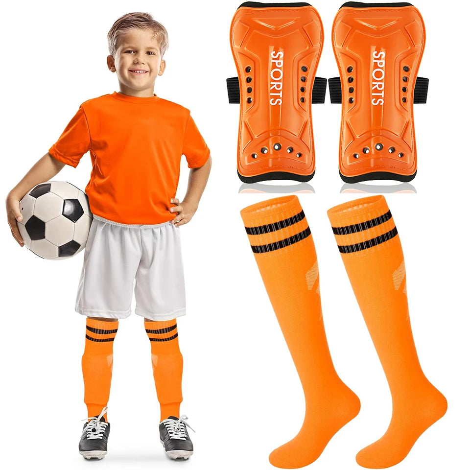 Loogdeel 2 Pair Soccer Shin Guards and Socks for Toddler Kids Youth, Lightweight Soccer Shin Pads Protective Defender Gear Quick Pick Grocers