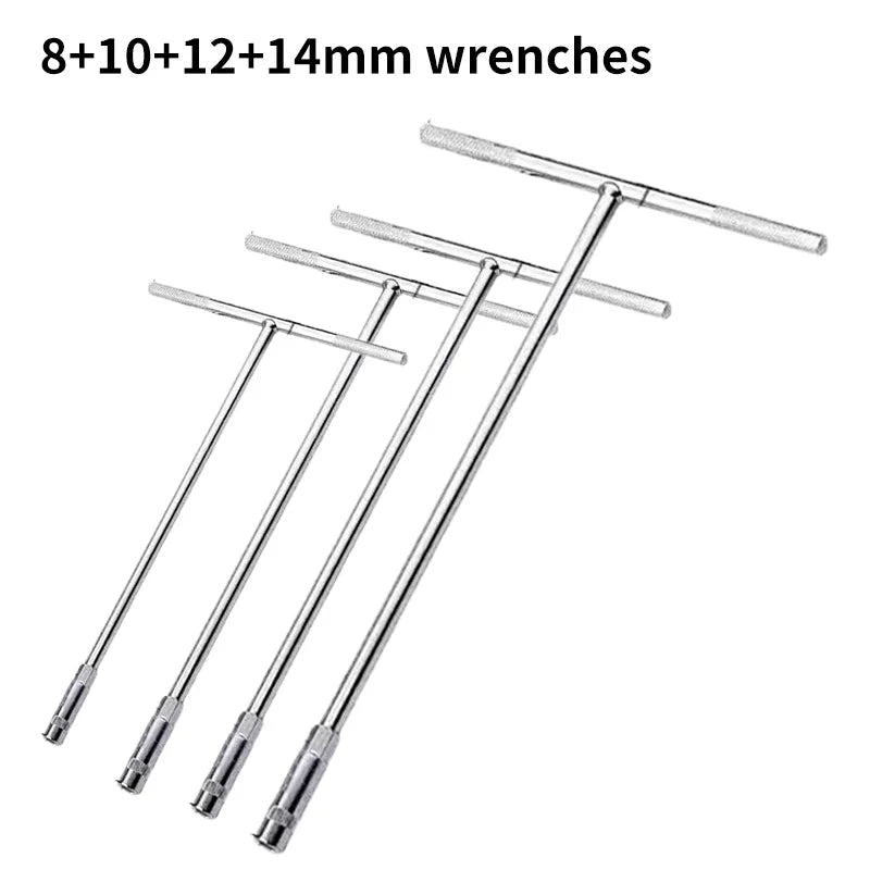 4-piece set of chrome vanadium steel multi piece combination T-shaped socket wrench for automotive and home maintenance - durabl Quick Pick Grocers