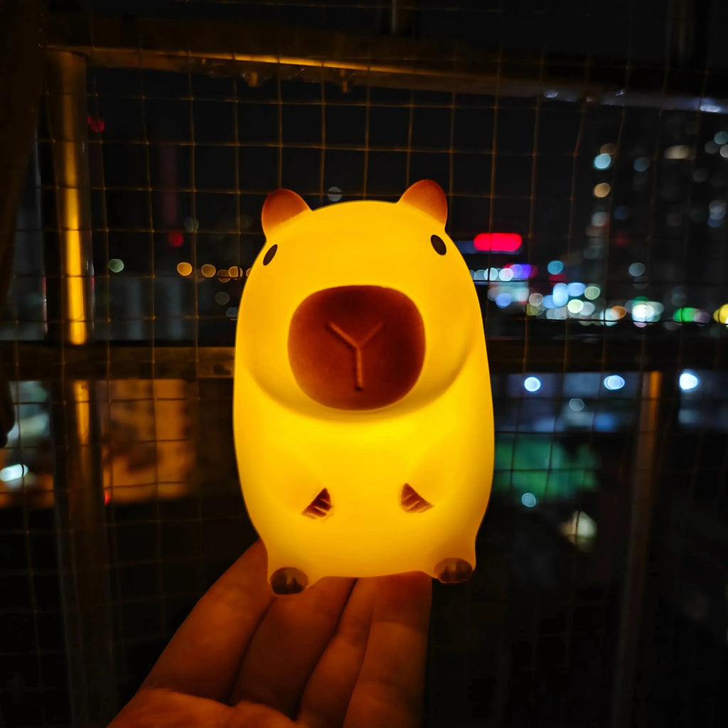 Cute Pet Capybara Night Light Cartoon Silicone Creative Bedside Sleep Night Lamp For Room Decor Birthday gift clearance sale Quick Pick Grocers