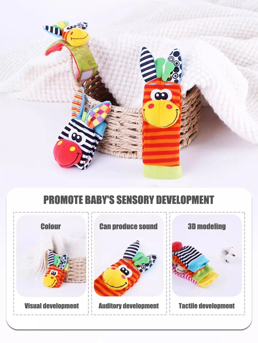 4pcs/Set Baby Infant Wrist Rattle Socks Toys 0-12 Month Girl Boy Early Educational Development Cute Toddlers Sensory Gifts Purest Peak