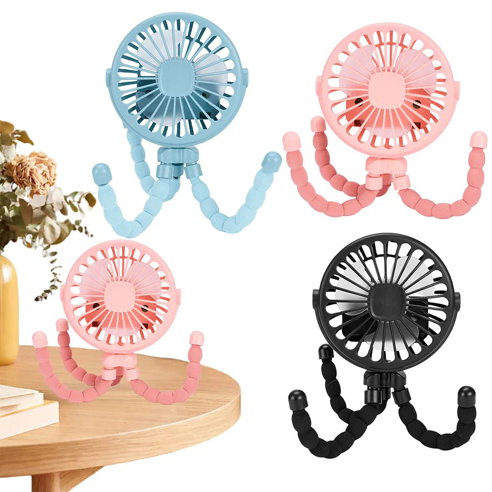 Baby Stroller Fan with Flexible Tripod Portable Handheld Fan USB Charging Mini Desk Cooling Fan 500mAh for Baby Stroller Student Quick Pick Grocers