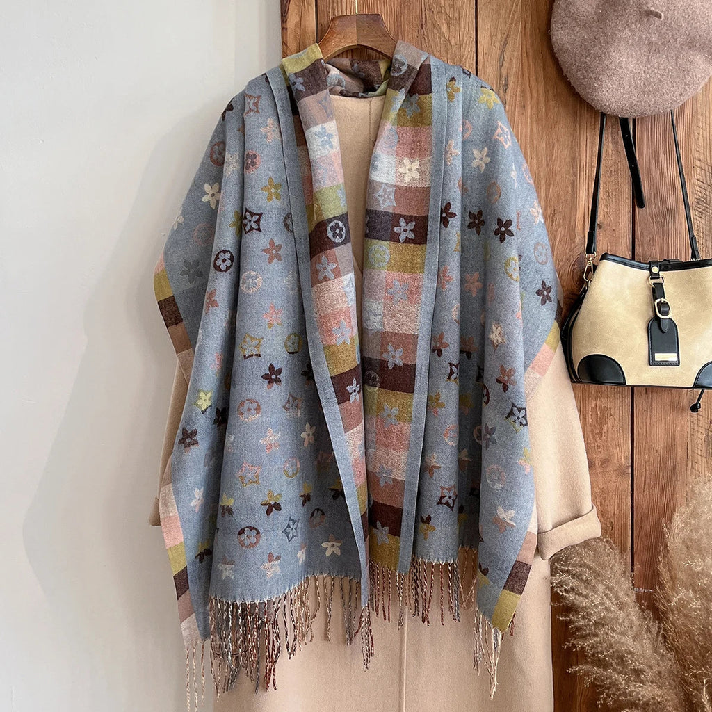 New Brand National Style Cashmere Scarf Winter Women Pashmina Shawls Warm Blanket Wraps Female Foulard Bandana Thick Scarves Quick Pick Grocers