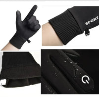 Black Winter Warm Full Fingers Waterproof Cycling Outdoor Sports Running Motorcycle Ski Touch Screen Fleece Gloves Snow Gloves Quick Pick Grocers