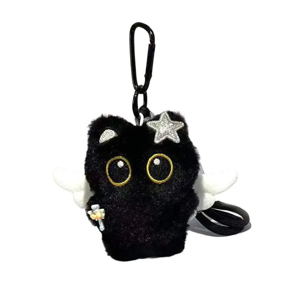 Cute Cartoon Plush Black Cat Keychain Bag Pendant Decoration Kawaii Stuffed Doll Toy Car Keyring Accessories Couples Gift Quick Pick Grocers