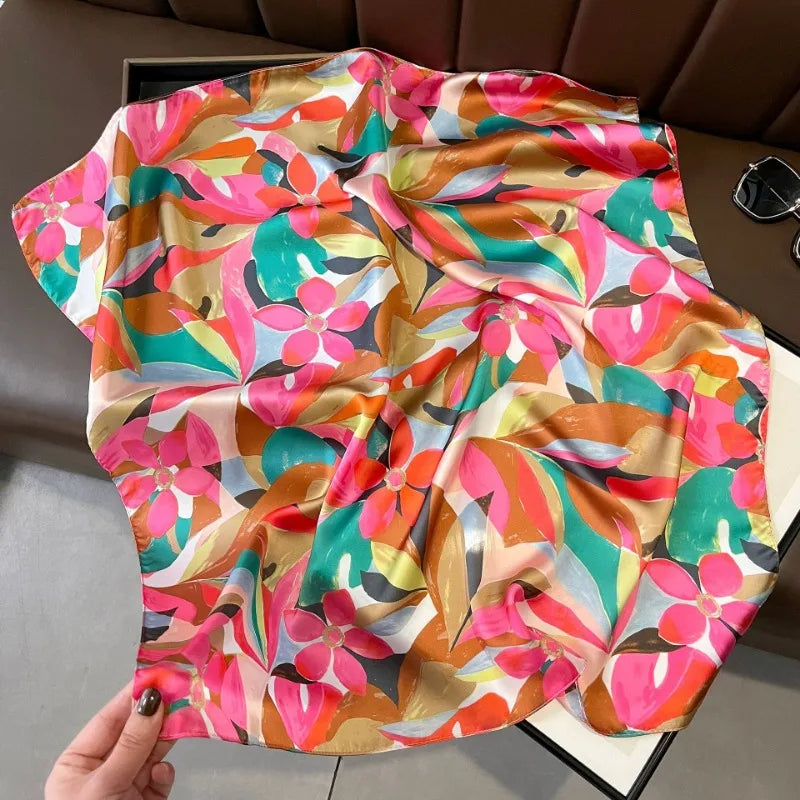 68cm Graffiti Printed Scarf Women'S Autumn And Winter Polyester Fiber Scarf Fashion Versatile Clothes Bag Accessories Scarfs Quick Pick Grocers