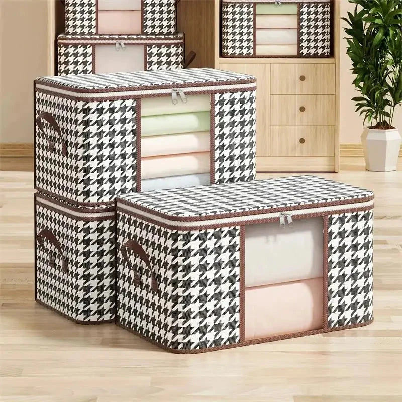 Large Clear Foldable Storage Box with Handles And Zipper - Dustproof Clothes Organizer for Home Econic Blanks